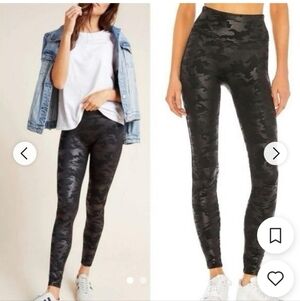 Spanx High-Waist Black Camo Leggings - Women's Activewear